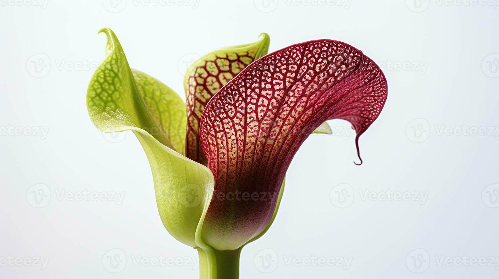 Photo of beautiful Pitcher Plant flower isolated on white background. Generative AI