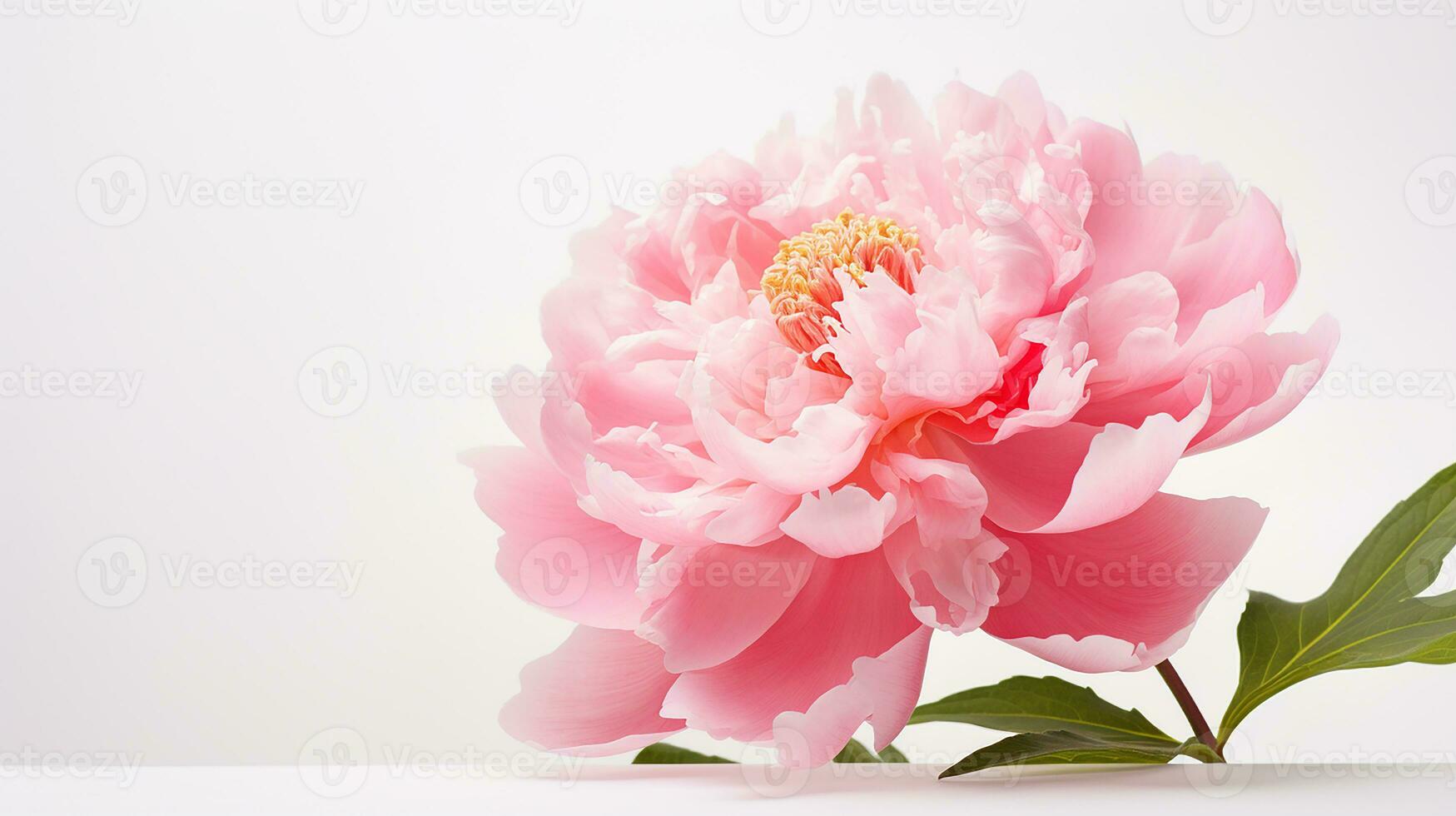 Photo of beautiful Peony flower isolated on white background. Generative AI