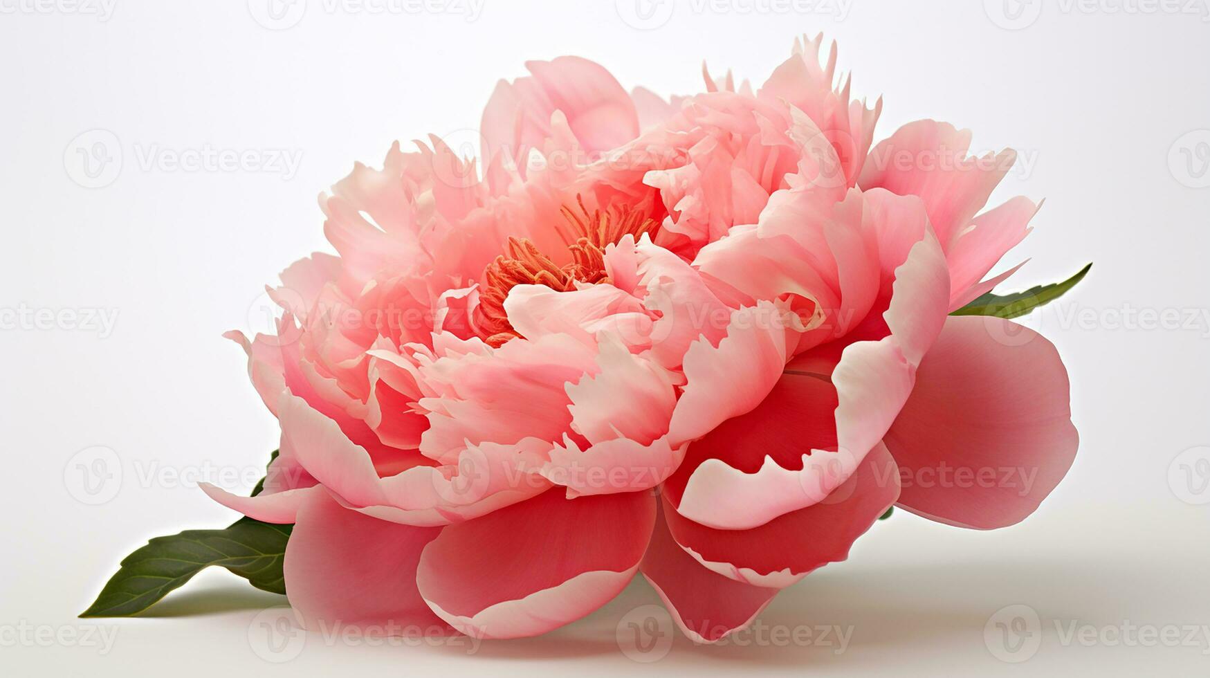 Photo of beautiful Peony flower isolated on white background. Generative AI