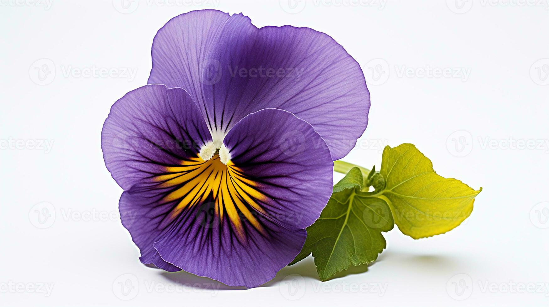 Photo of beautiful Pansy flower isolated on white background. Generative AI