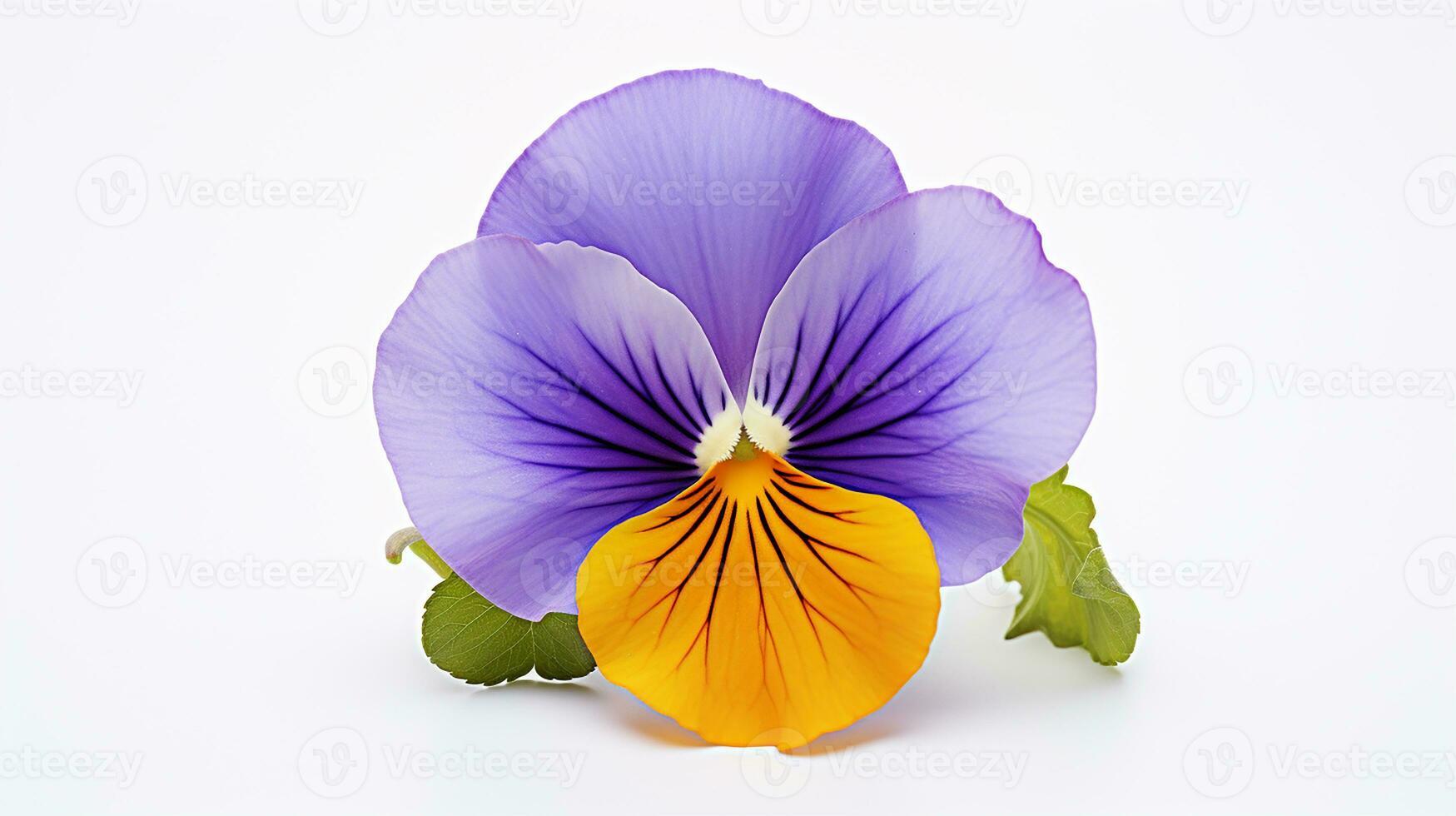 Photo of beautiful Pansy flower isolated on white background. Generative AI