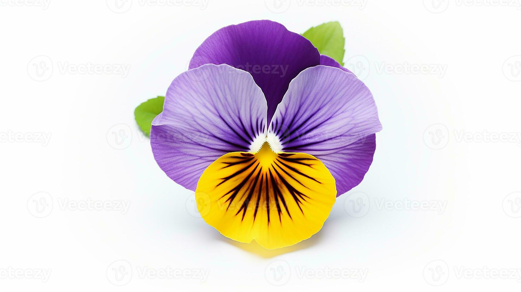 Photo of beautiful Pansy flower isolated on white background. Generative AI