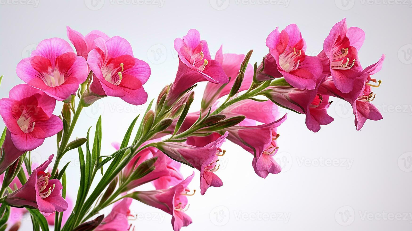 Photo of beautiful Penstemon flower isolated on white background. Generative AI