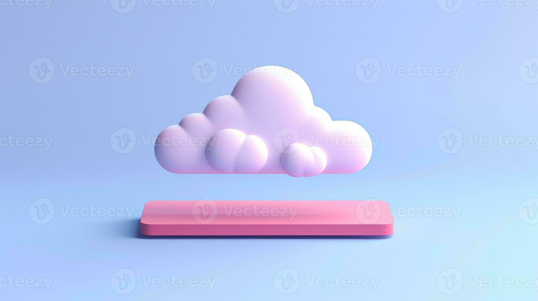 3D cloud icon minimal style, cloud computing online service, digital technology security concept, Generative AI illustration photo