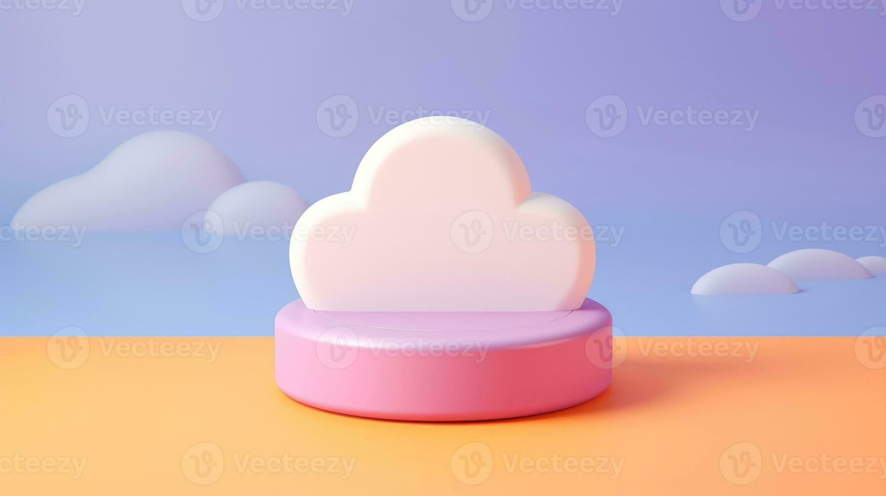 3D cloud icon minimal style, cloud computing online service, digital technology security concept, Generative AI illustration photo