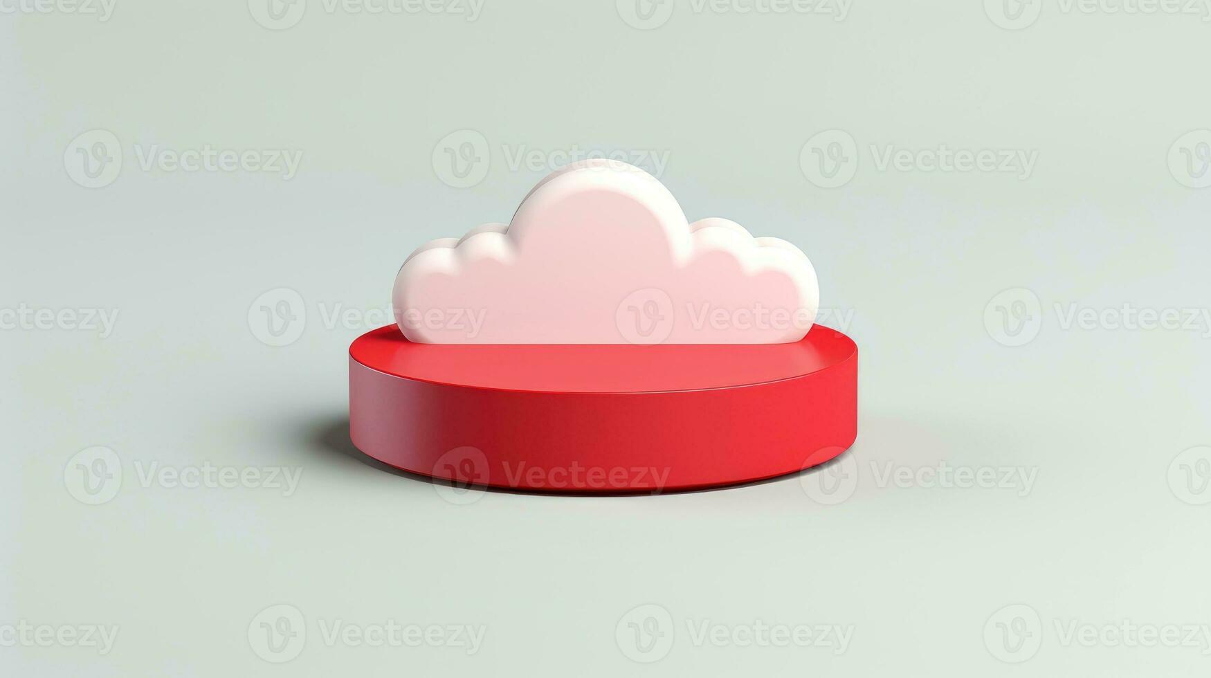 3d rojo blanco nube icono mínimo estilo, nube informática en línea servicio, digital tecnología seguridad concepto, generativo ai ilustración foto