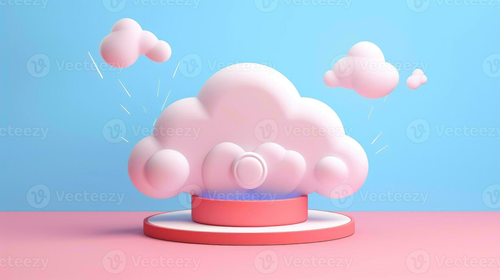 3D cloud icon minimal style, cloud computing online service, digital technology security concept, Generative AI illustration photo