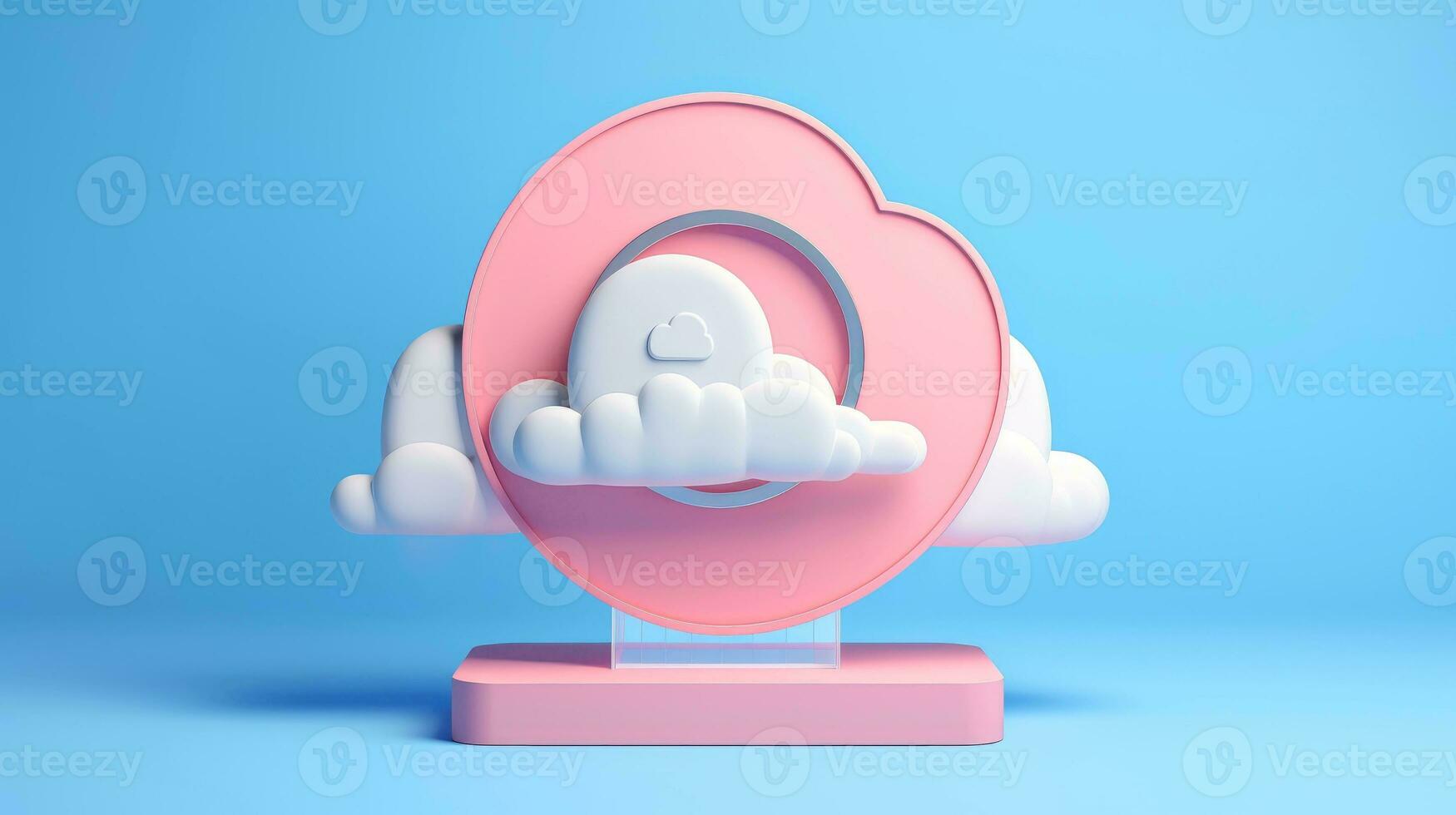 3D cloud icon minimal style, cloud computing online service, digital technology security concept, Generative AI illustration photo