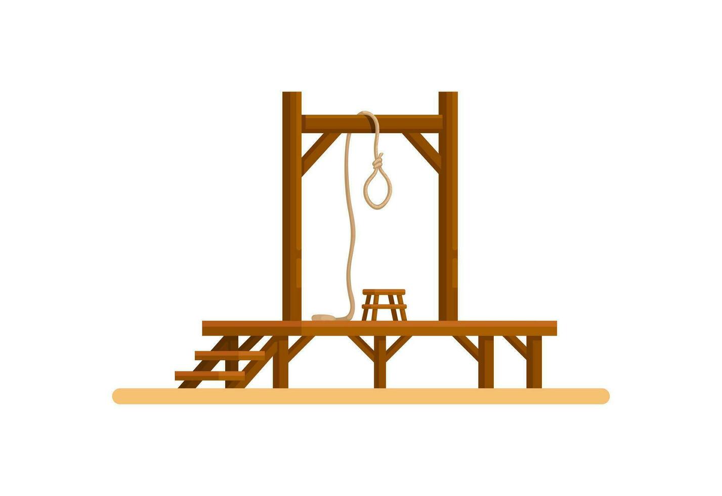 Hanging Rope Suicide Or Execution Capital Punishment Ancient Building Cartoon illustration Vector