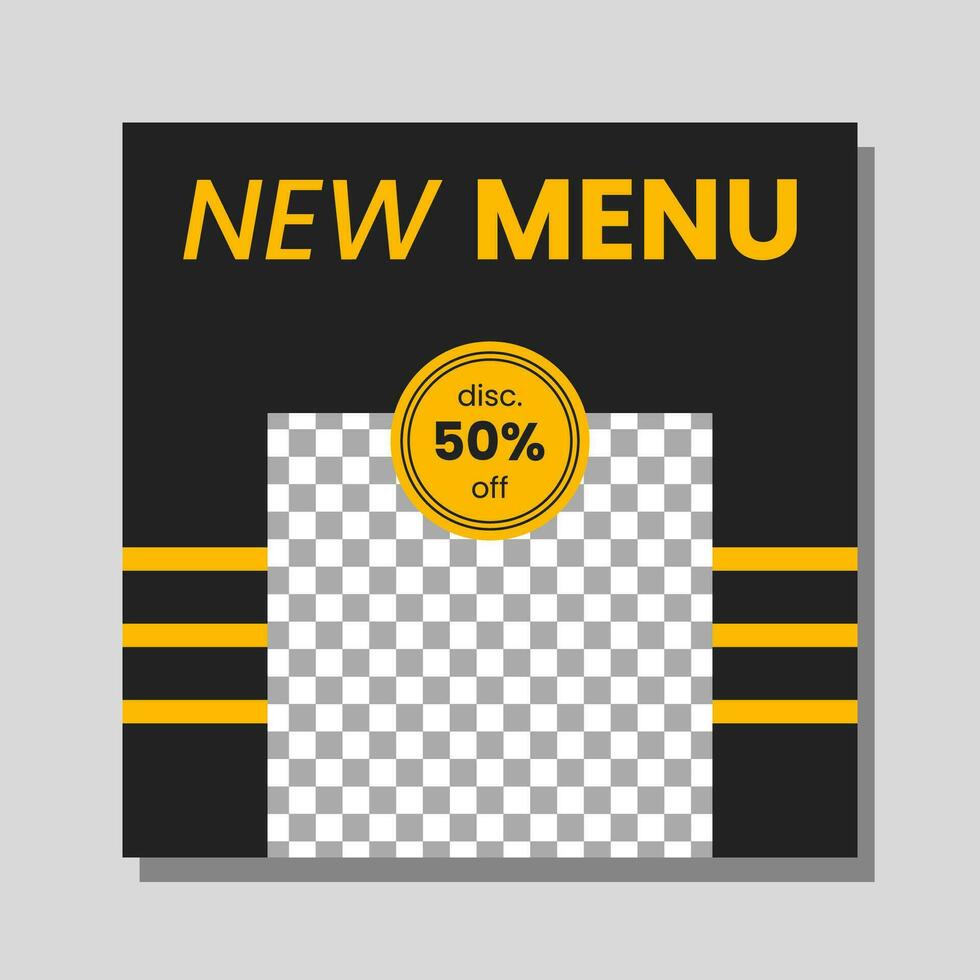 Food menu banner social media post. Editable social media templates for promotions on the Food menu. Set of social media story and post frames. Layout design for marketing on social media. vector