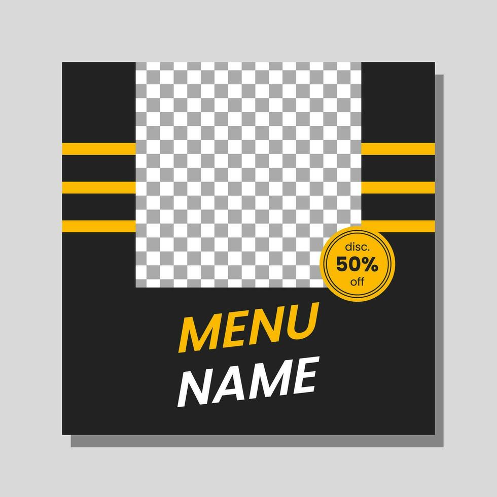 Food menu banner social media post. Editable social media templates for promotions on the Food menu. Set of social media story and post frames. Layout design for marketing on social media. vector