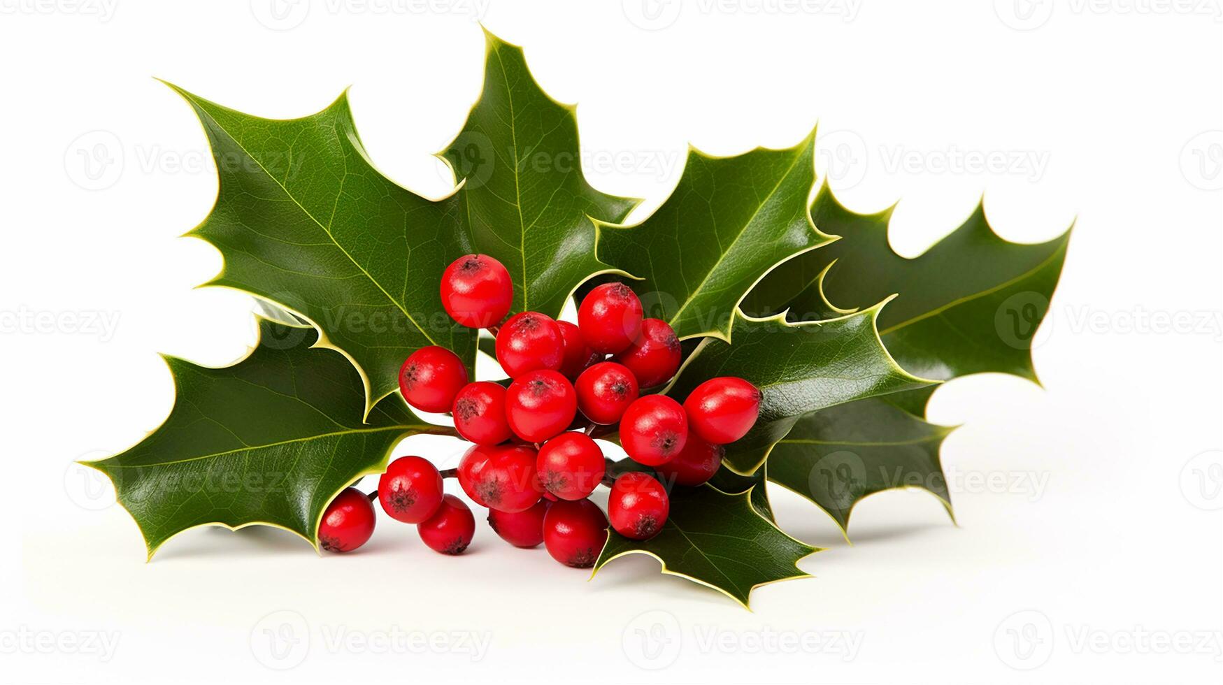 Photo of beautiful Holly flower isolated on white background. Generative AI