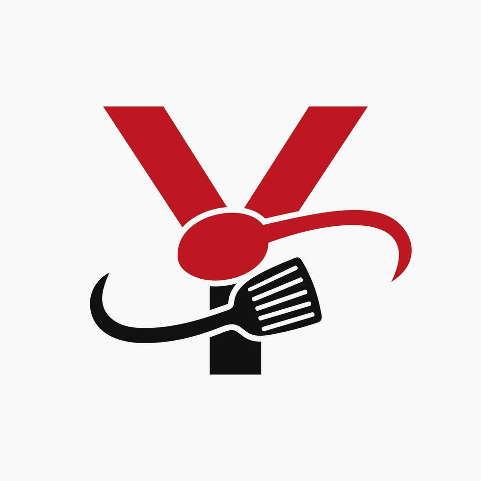 Letter Y Restaurant Logo Combined with Spatula and Spoon Icon vector