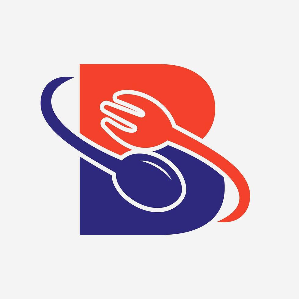 Letter B Restaurant Logo Combined with Fork and Spoon Icon vector
