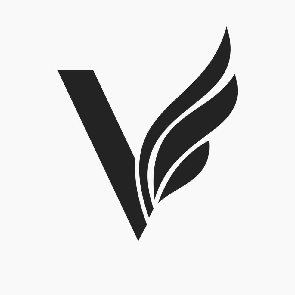 letra v ala logo diseño para carga y transporte símbolo. ala logotipo modelo vector