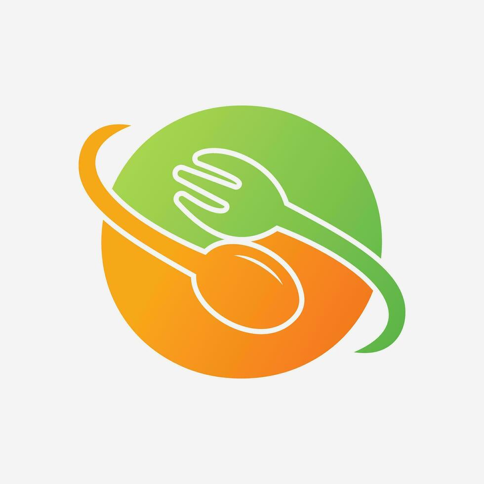 Letter O Restaurant Logo Combined with Fork and Spoon Icon vector
