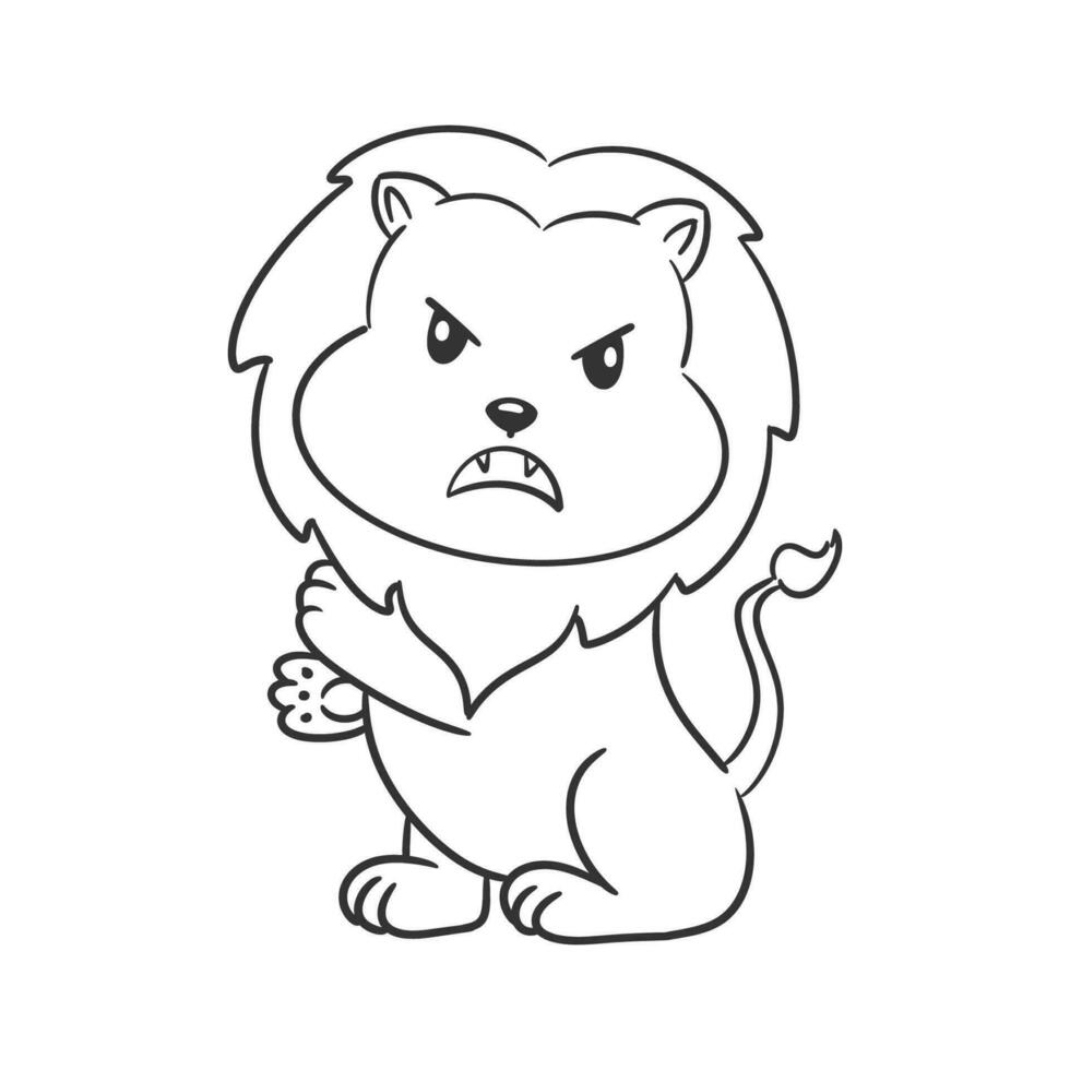 Cute lion feel the anger for coloring vector