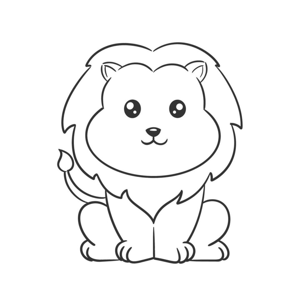 Cute lion sitting in perfect position for coloring vector