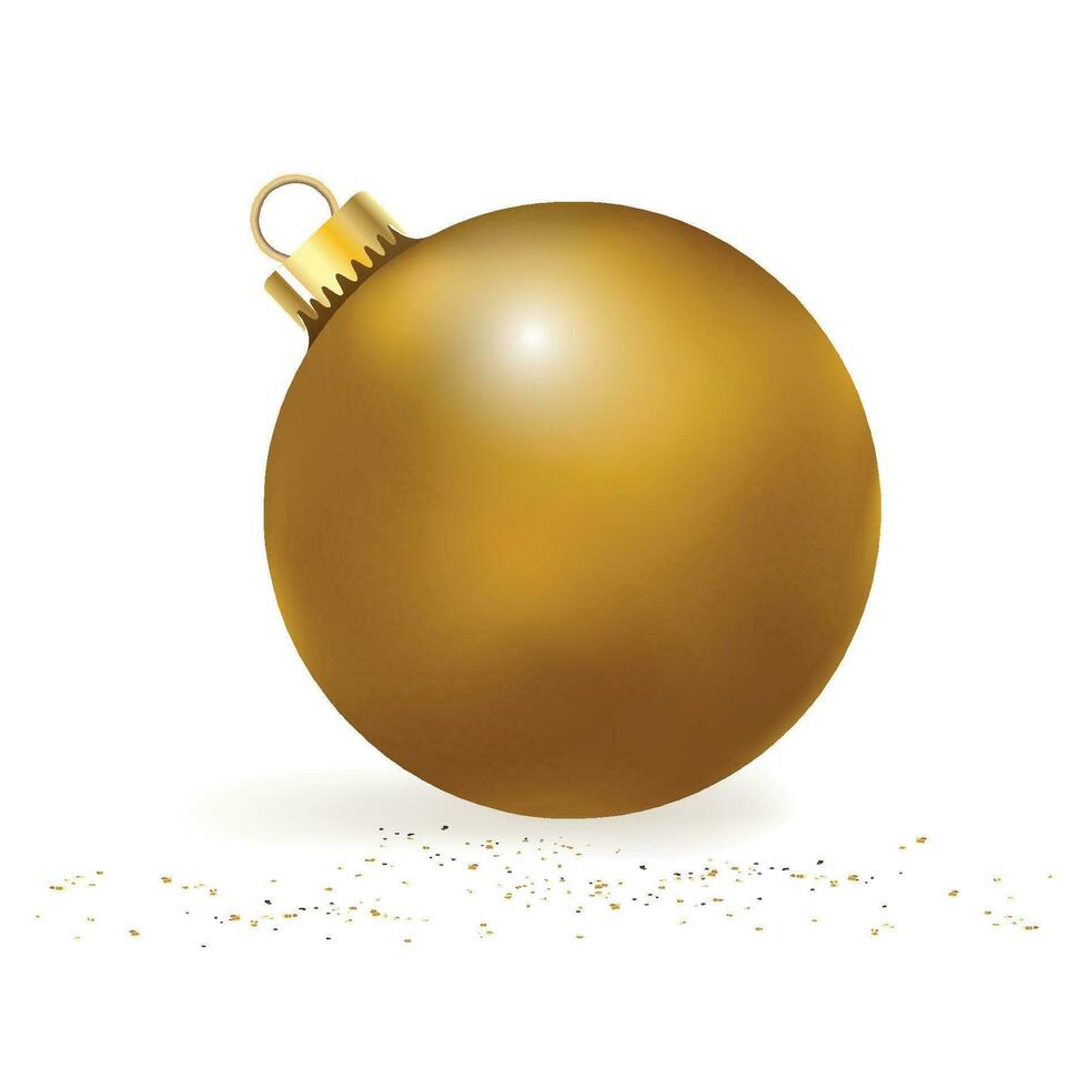 Vector gold christmas ball isolated on white background christmas decoration concept with golden glitter