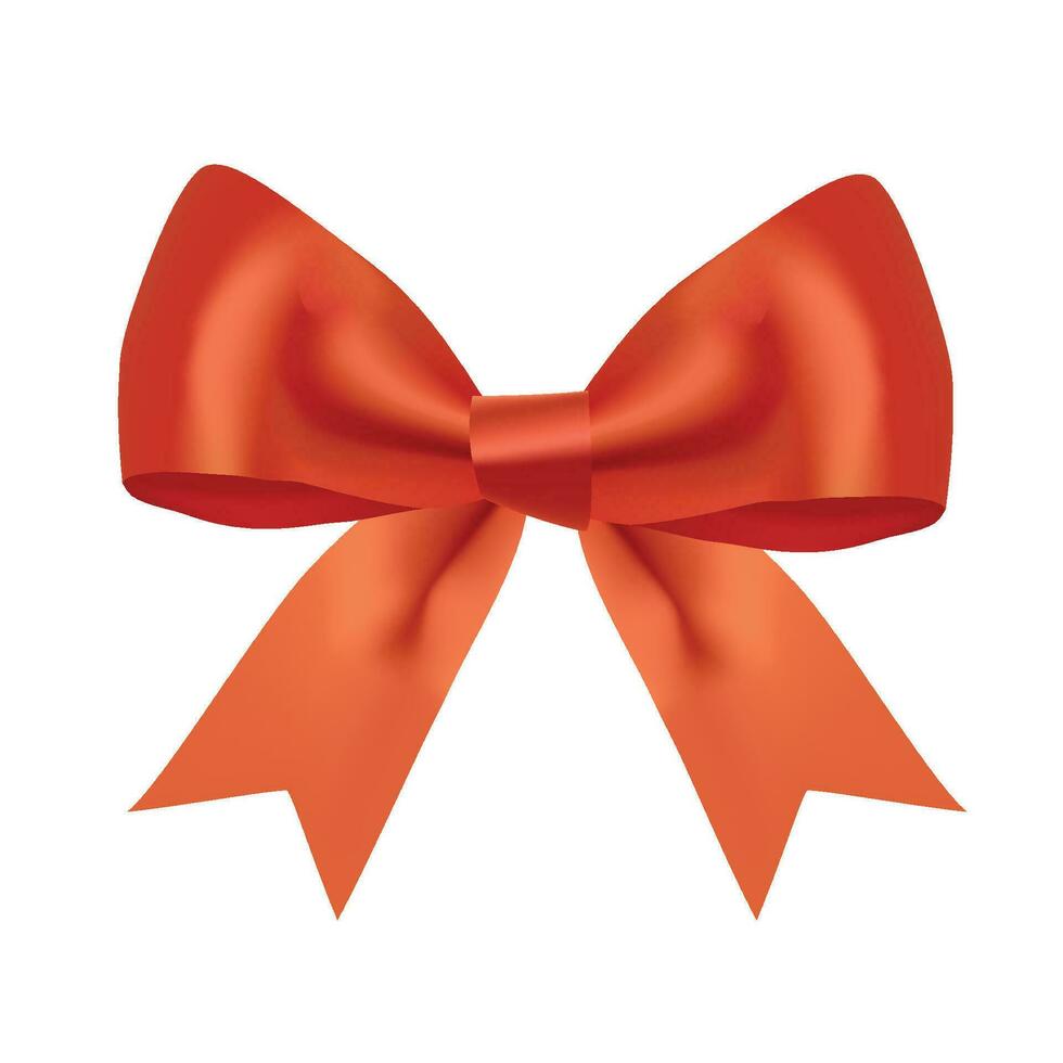 Vector red shiny satin ribbon on white background. paper bow red color. vector decoration for gift card