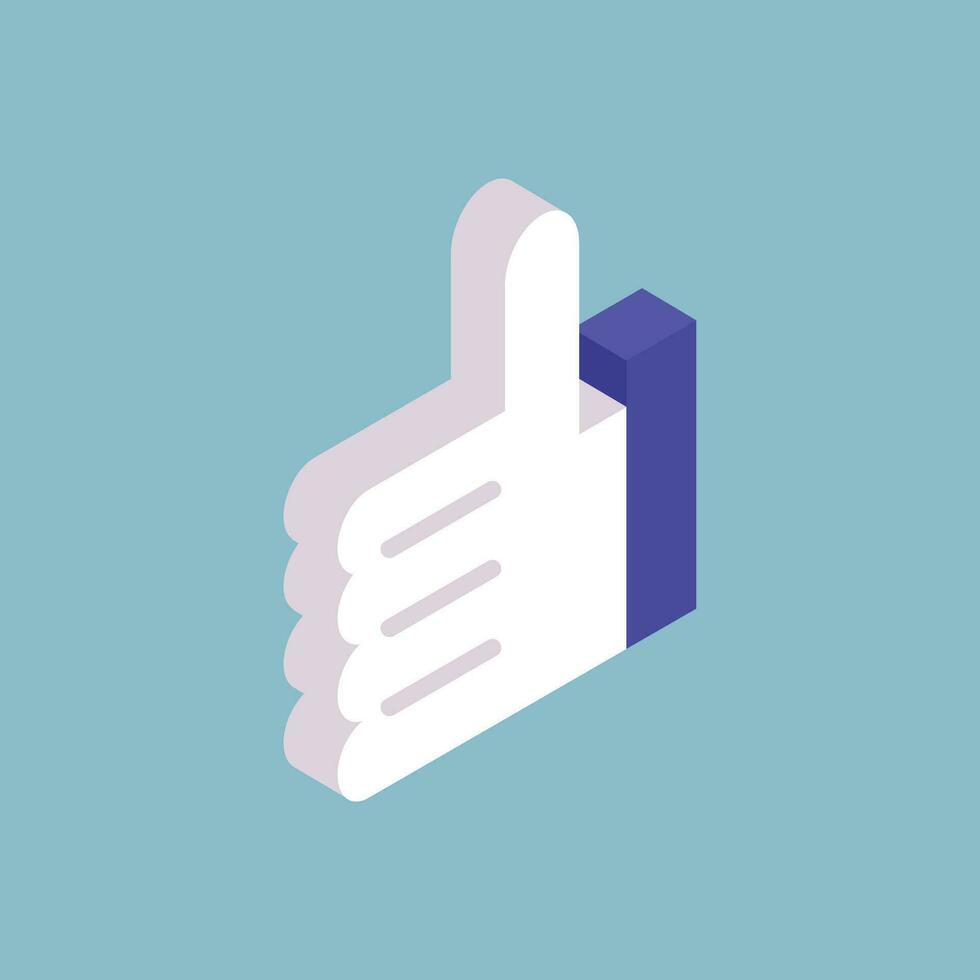 Vector isometric facebook like icon