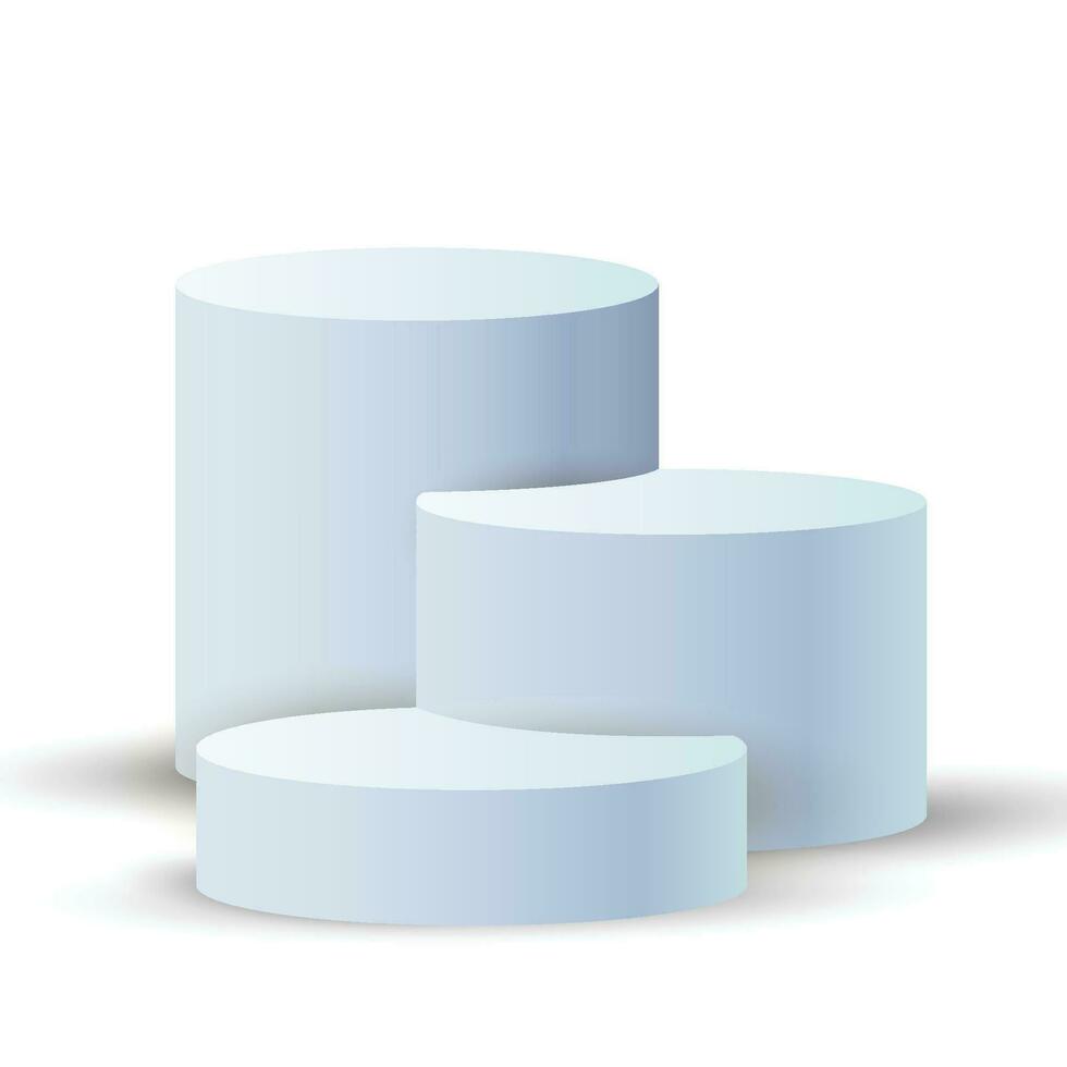 Vector of blue blank podiums on white background pedestals scene vector illustration collection