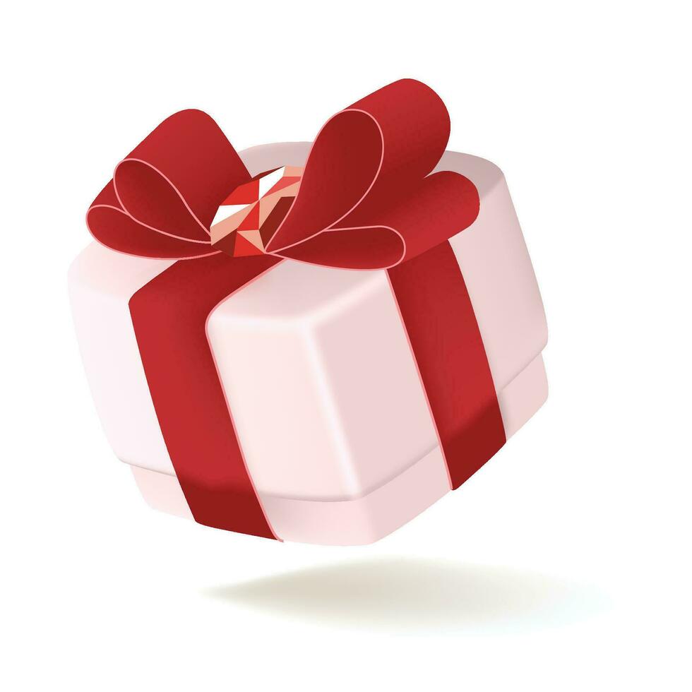 Vector 3d render gift box with ribbon present package