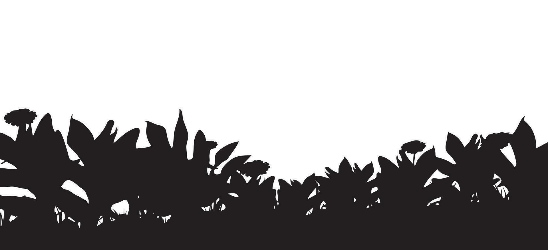 Vector set of plant and tree silhouette bush..