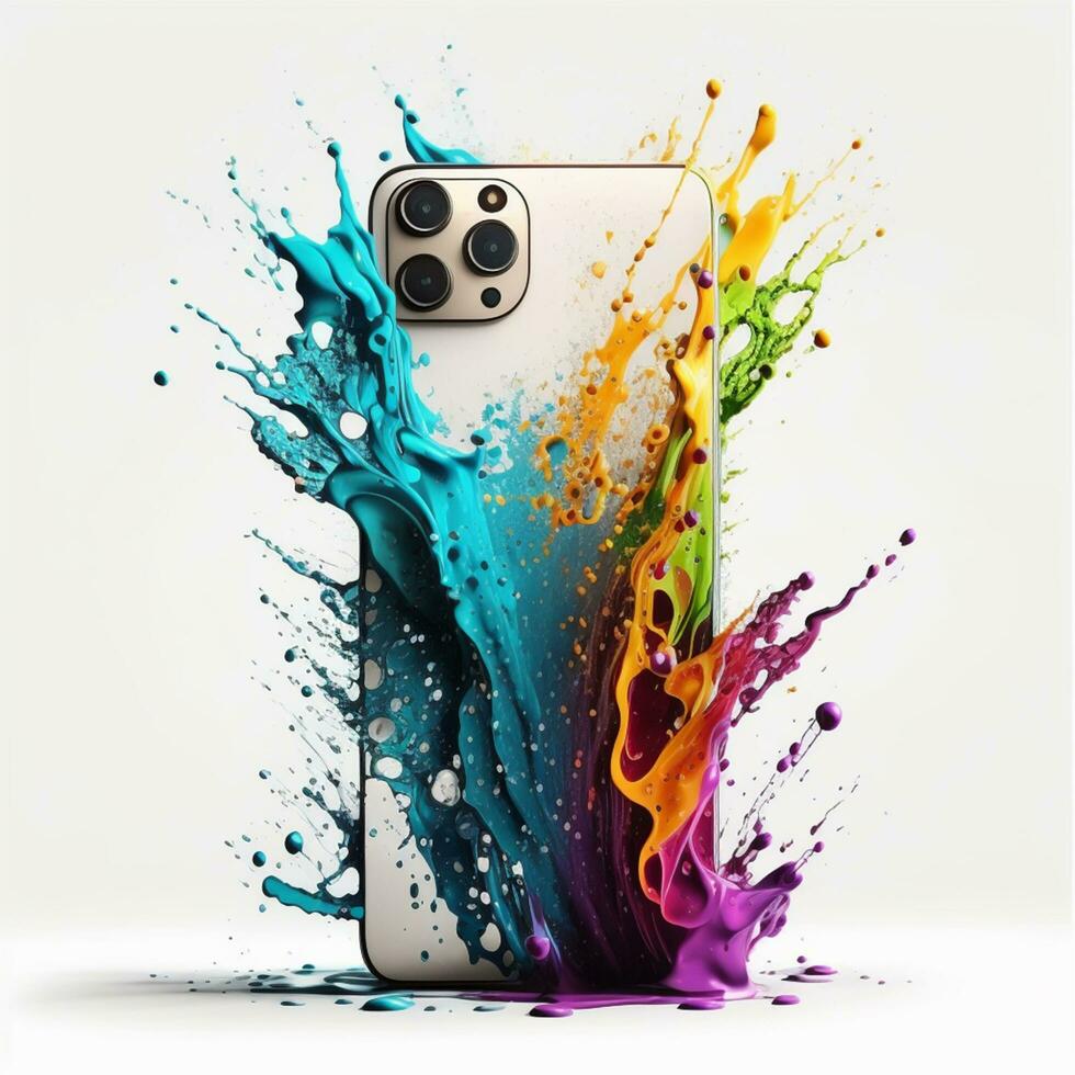 Bright watercolor rainbow stain drips. Abstract illustration on a white background. Banner for text, grunge element for decoration. Ai Generative photo