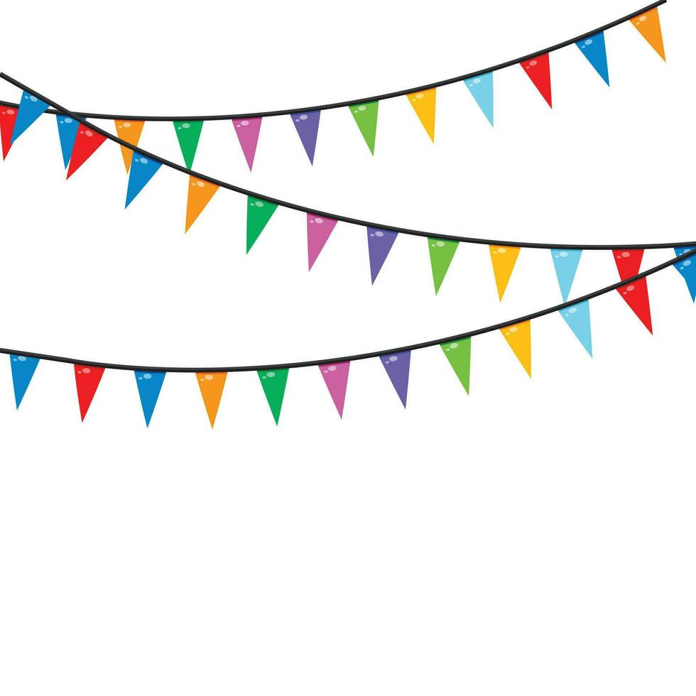 Vector realistic holiday garlands flags background.