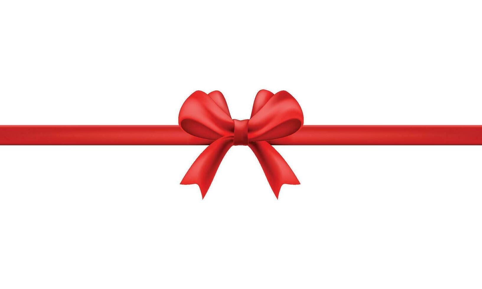 Vector elegant red ribbon and bow isolated on white