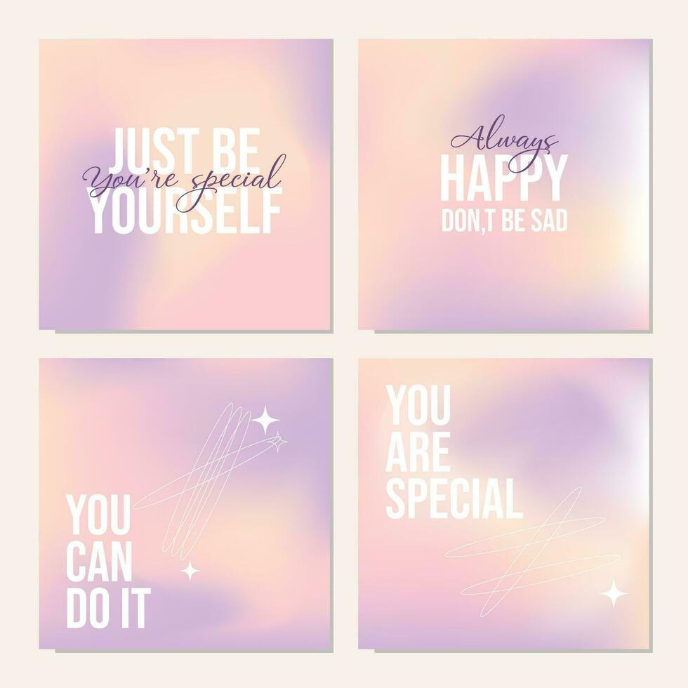 Fluid gradient background vector. Gradient inspirational quotes instagram post collection. Modern wallpaper design for social media, idol poster, banner, flyer. vector