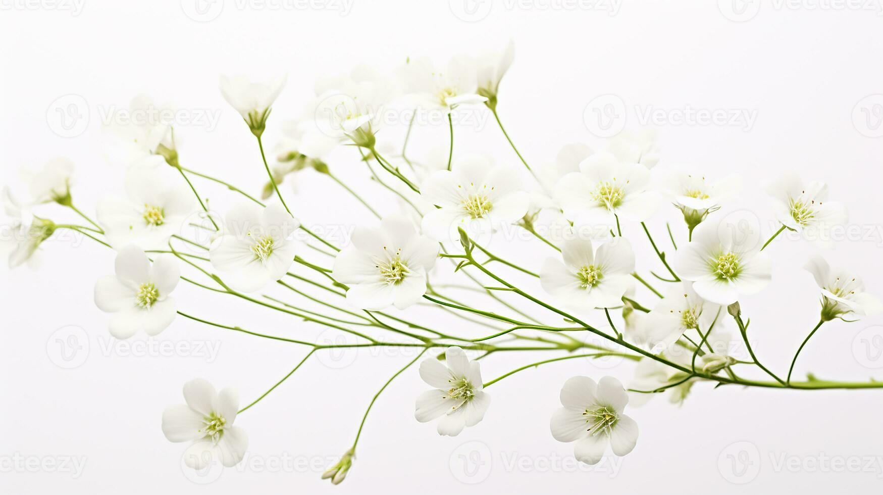 Photo of beautiful Gypsophila flower isolated on white background. Generative AI