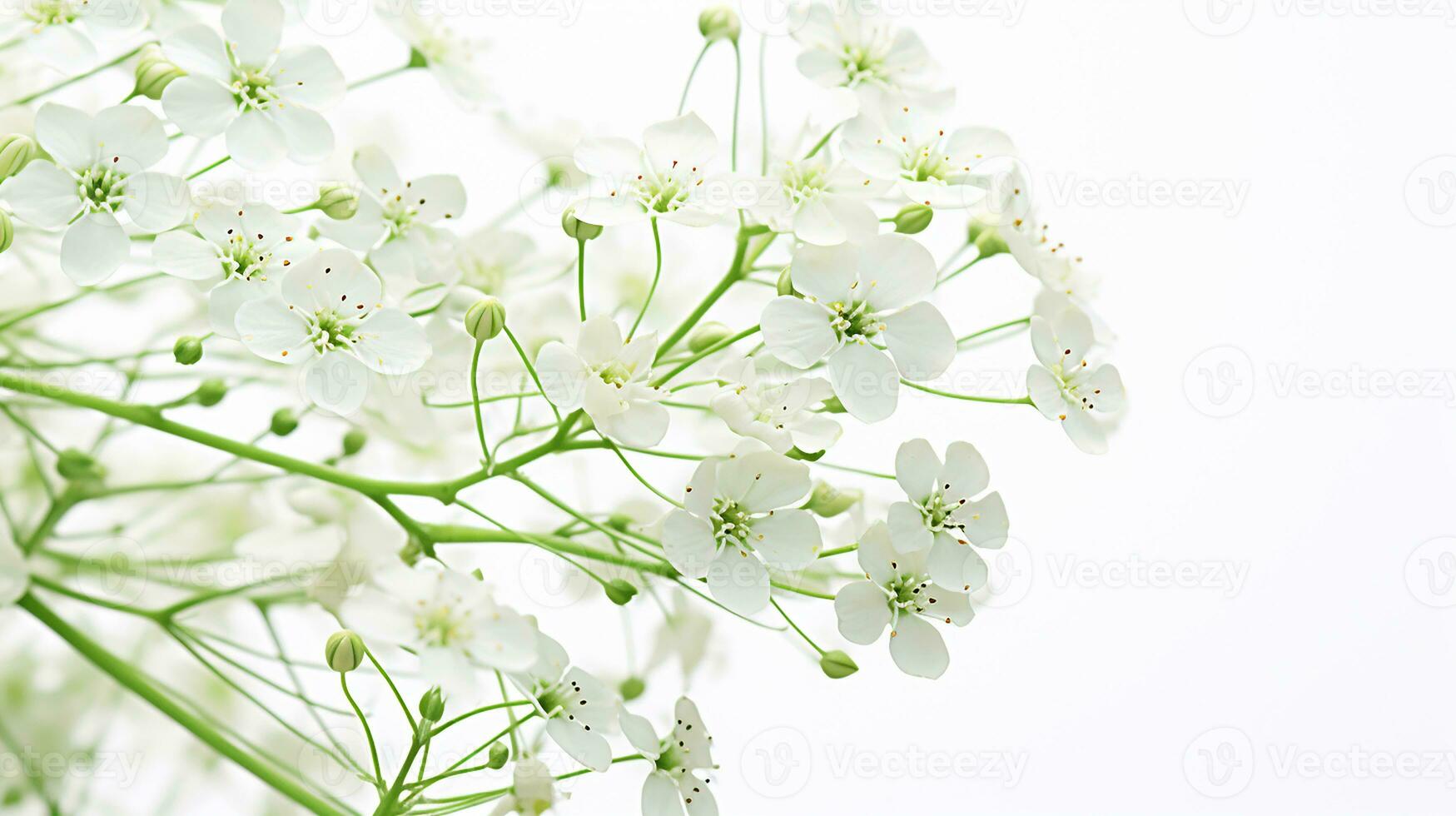 Photo of beautiful Gypsophila flower isolated on white background. Generative AI