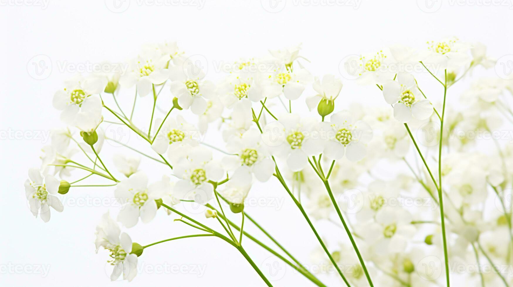Photo of beautiful Gypsophila flower isolated on white background. Generative AI