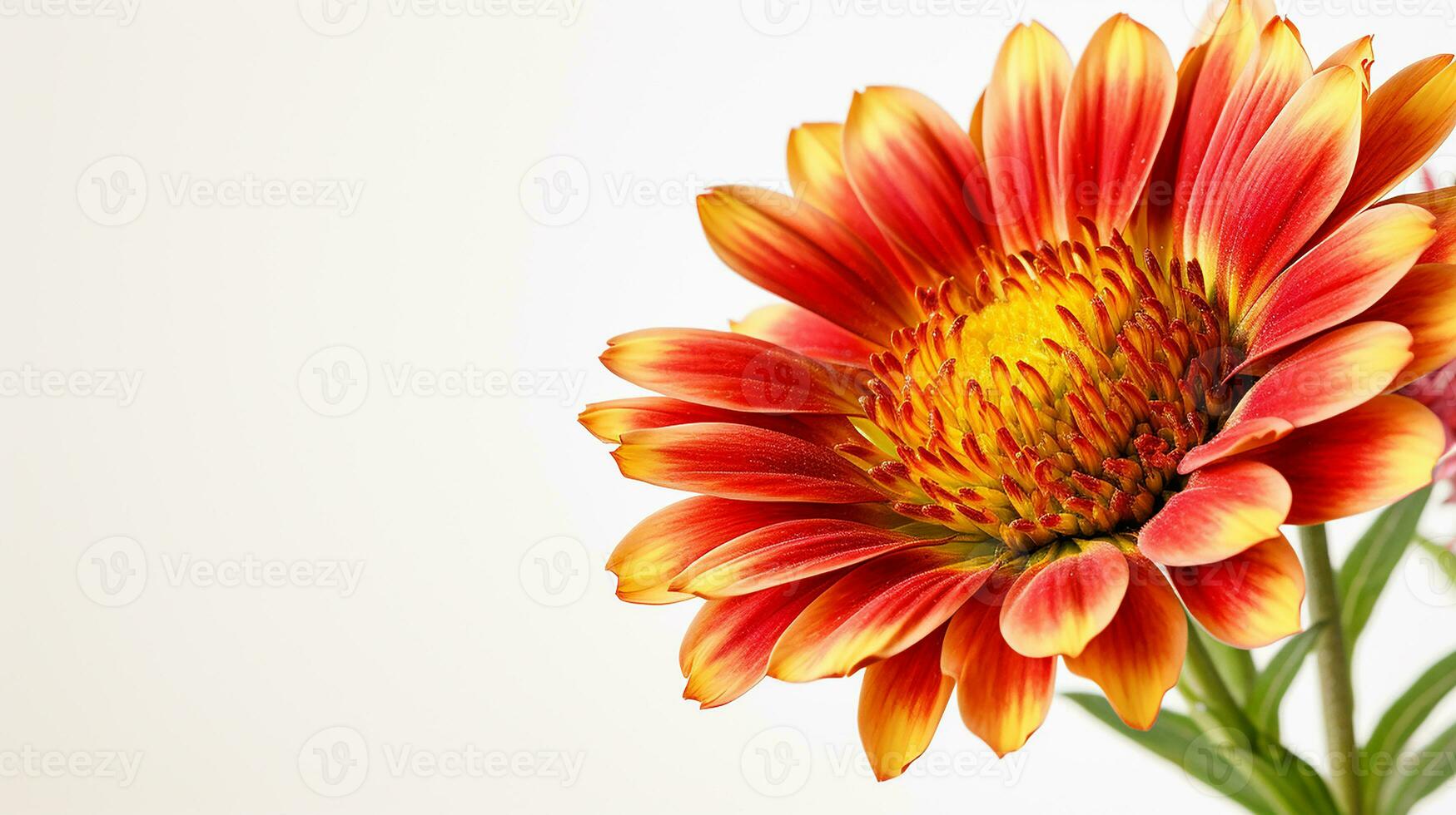 Photo of beautiful Gaillardia flower isolated on white background. Generative AI