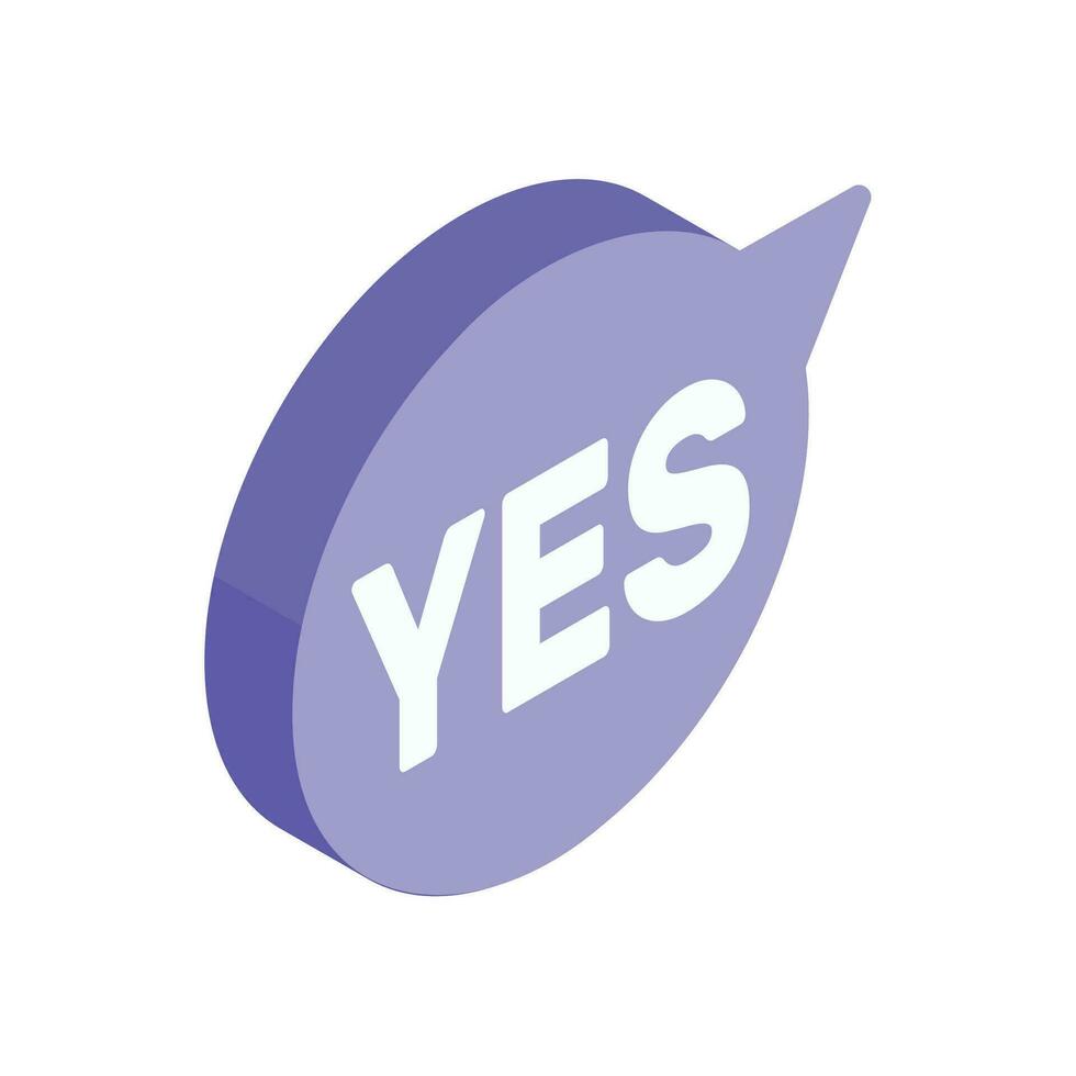 Vector isometric yes button on white background