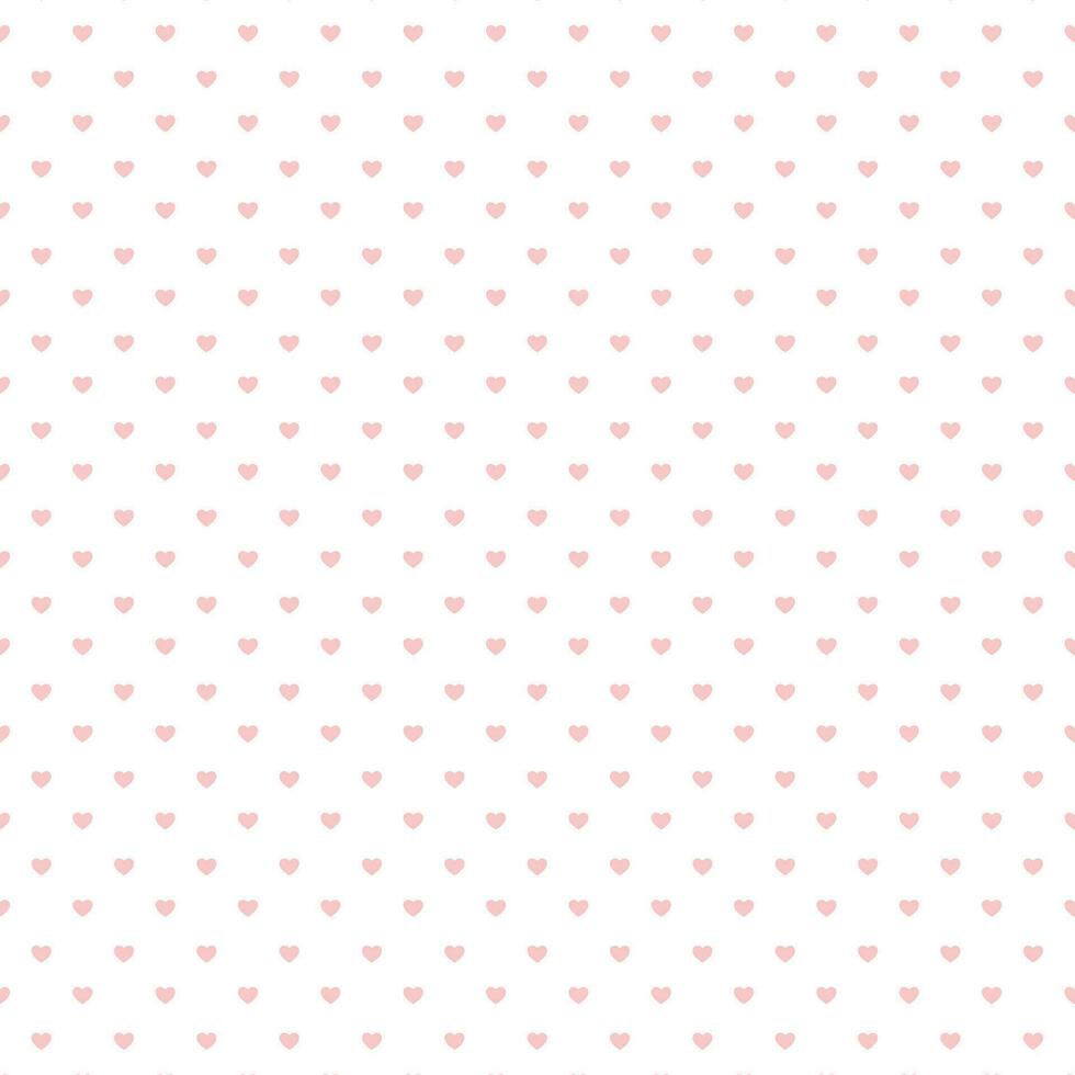 Vector cute seamless pink pattern with hearts and polka dot light hearts on white background.