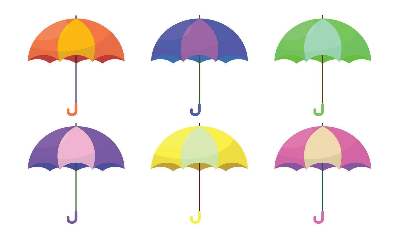 Vector coloured umbrellas collection. Vector illustration