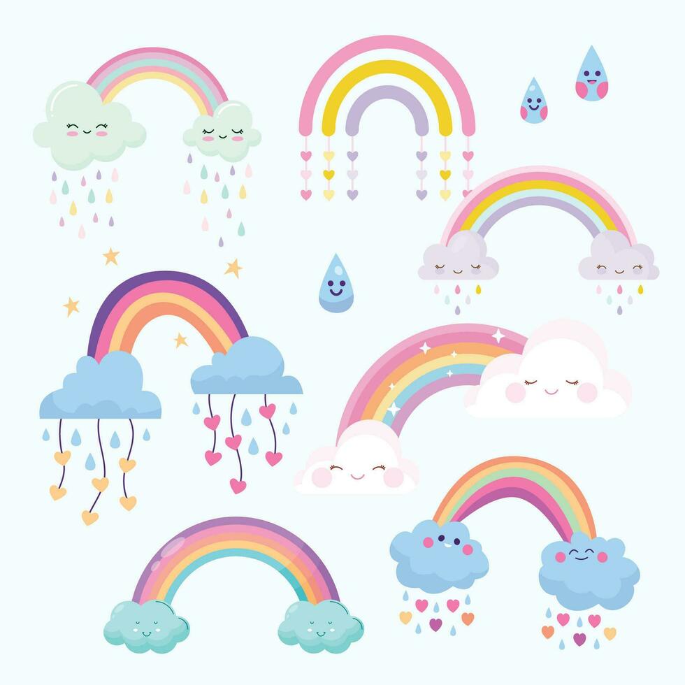 Vector flat rainbow de amor decoration element collection