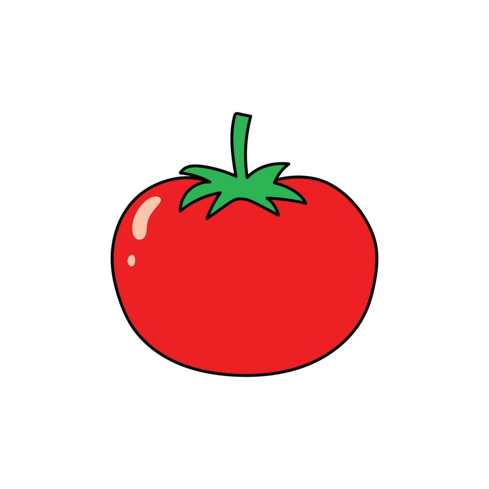 Kids drawing Cartoon Vector illustration tomato icon Isolated on White