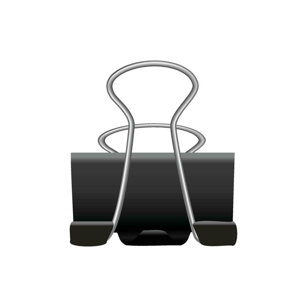 Vector realistic black paper binder clip