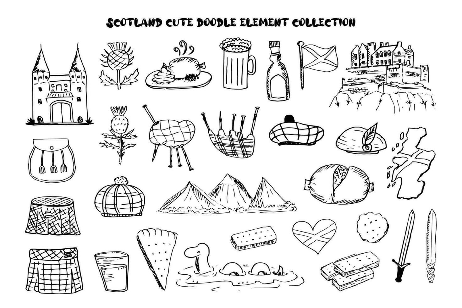Edinburgh Restival Fringe Doodle Element vector