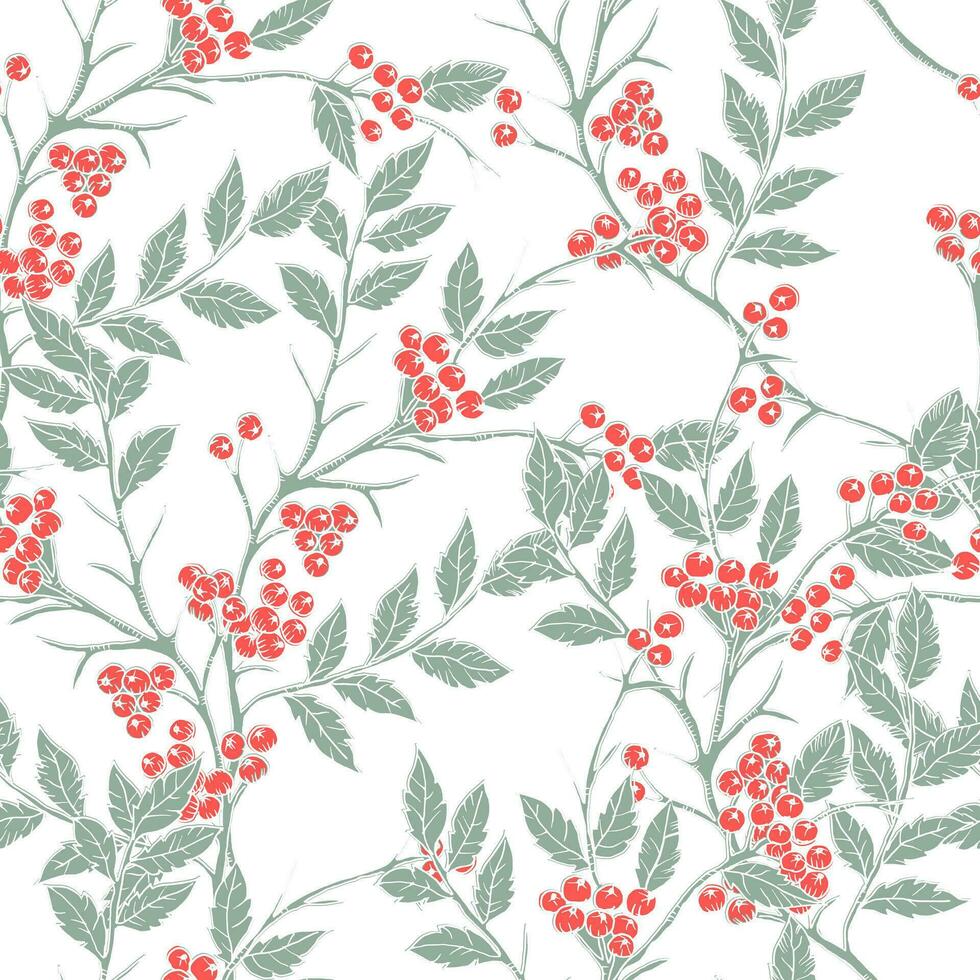 Coffee Branch Leaves Seamless Pattern vector