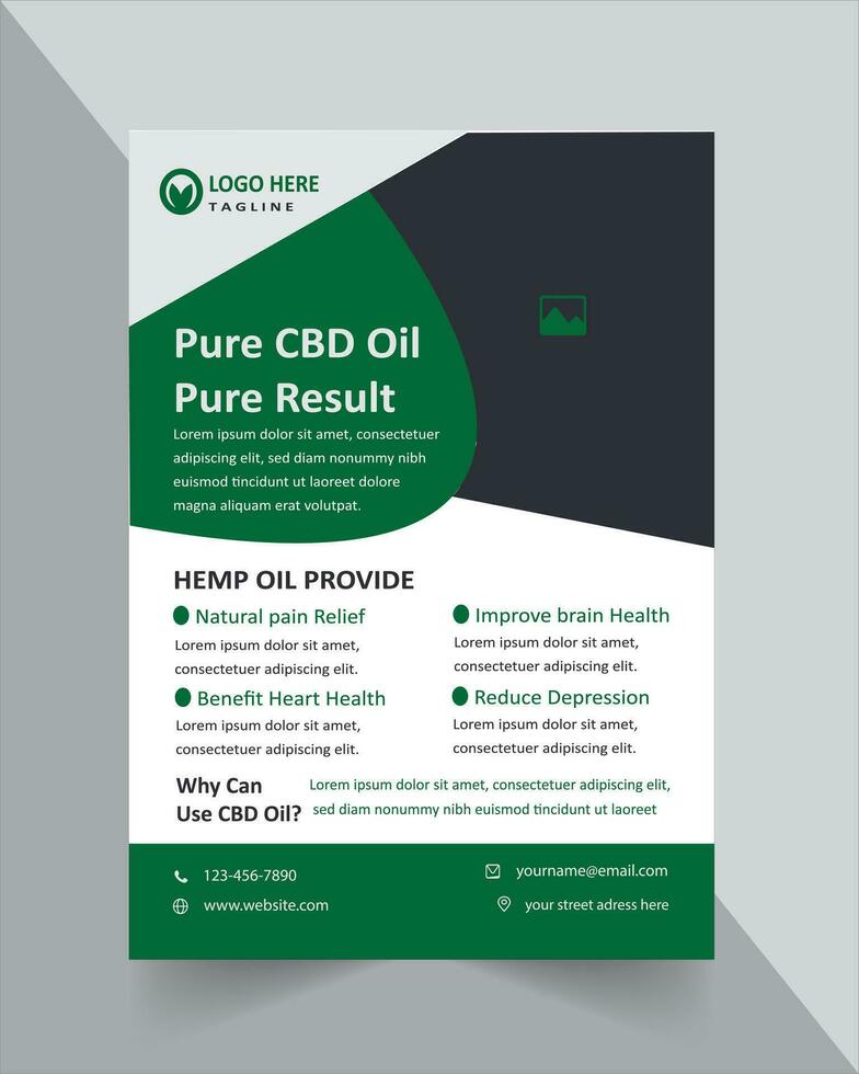 hemp oil product flyer vector