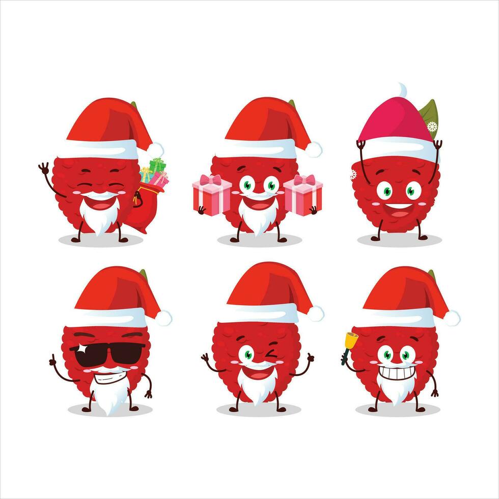 Santa Claus emoticons with lychee cartoon character vector