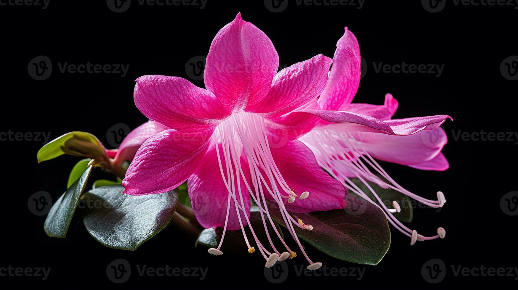 Photo of beautiful Fuchsia flower isolated on white background. Generative AI