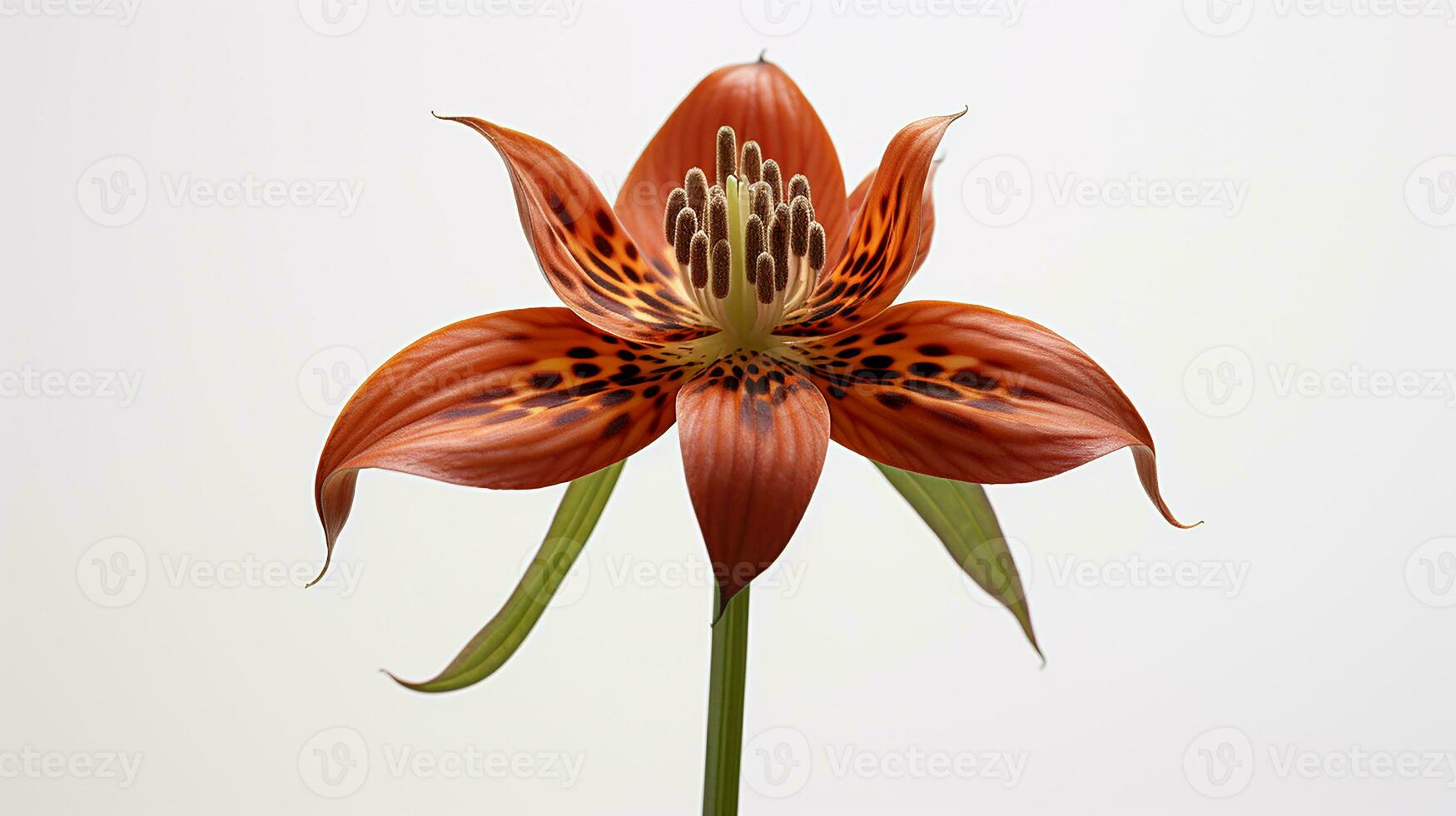 Photo of beautiful Fritillaria flower isolated on white background. Generative AI