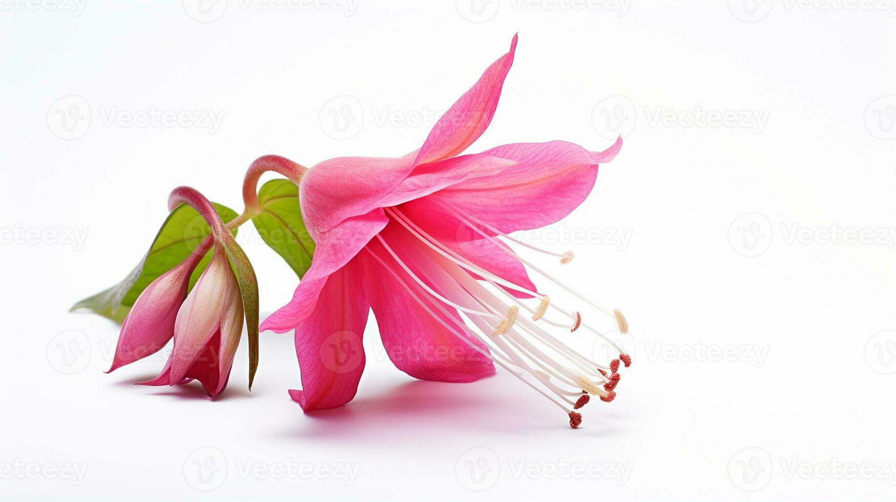 Photo of beautiful Fuchsia flower isolated on white background