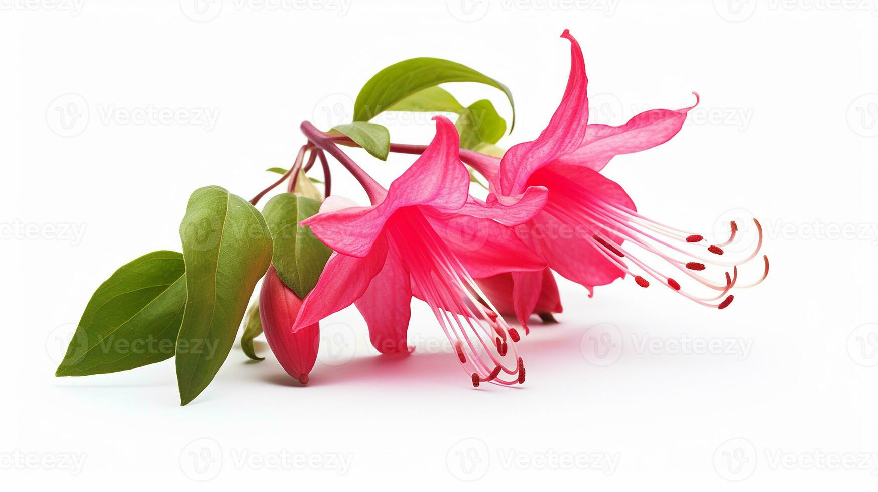 Photo of beautiful Fuchsia flower isolated on white background